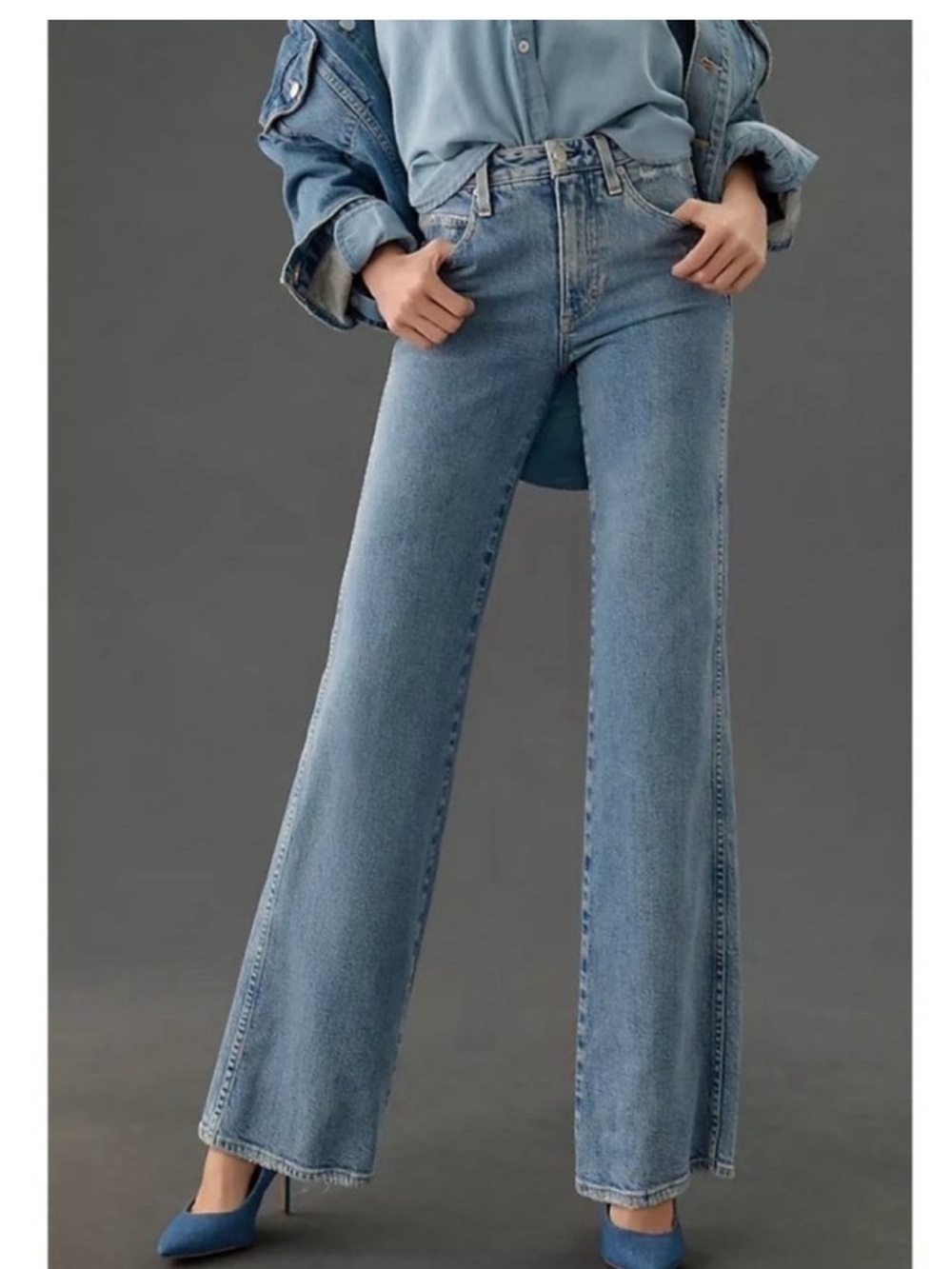 AMO Georgia Flare High Waist Jeans in Respect Size 31 Light Wash VGUC
